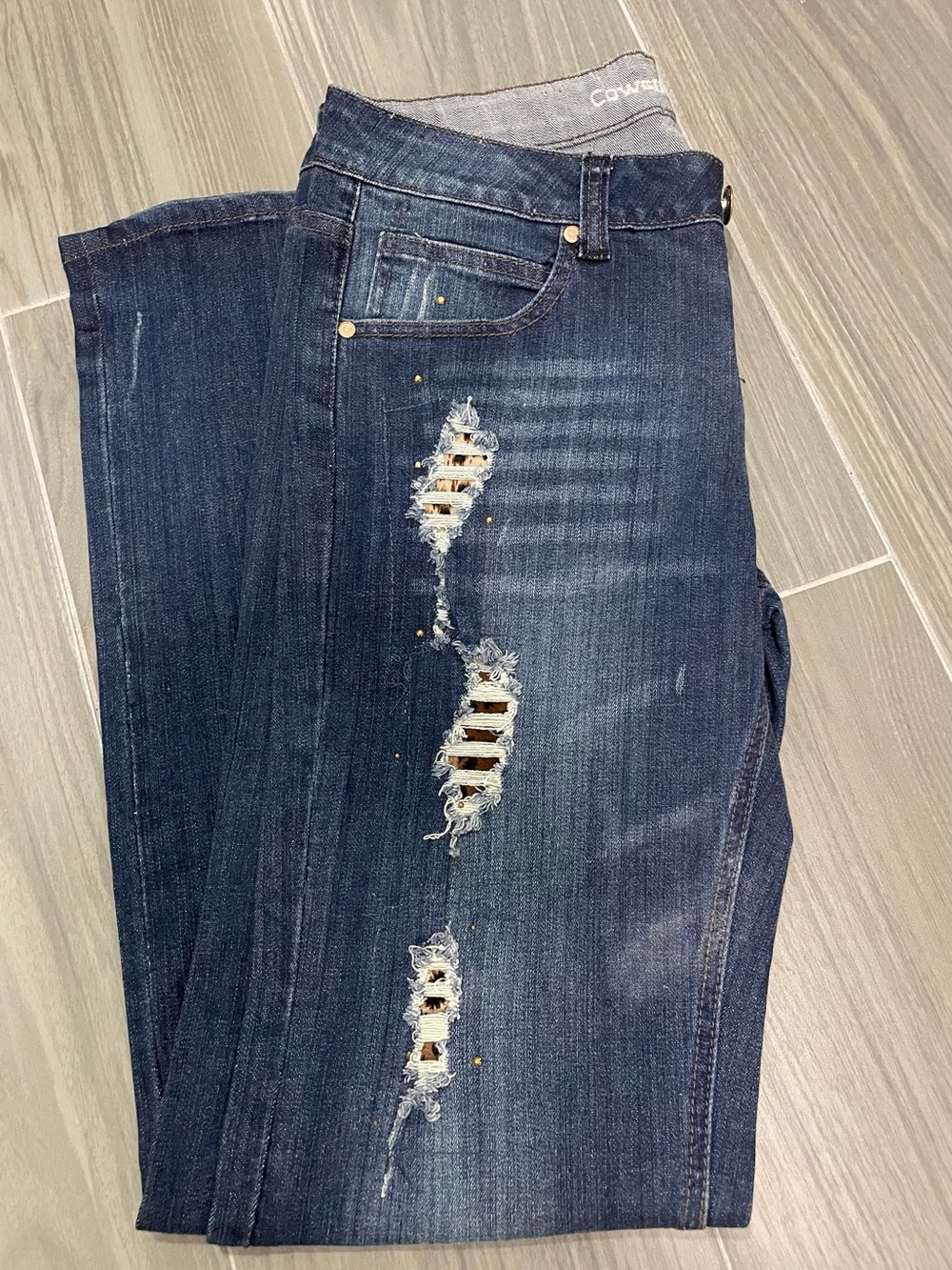 Cowgirl Tuff (Wild Cat) Denim Jeans - Dark Blue—EUC